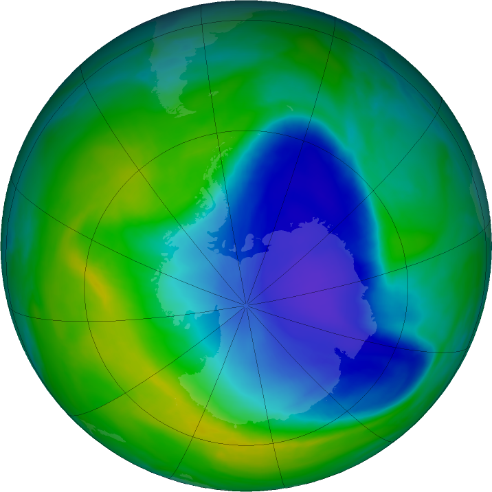 Antarctic ozone map for 24 November 2021